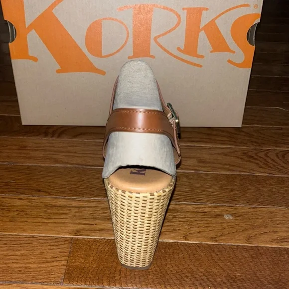KORKS Dee Wedge Wrapped Platform Brown Faux Leather Straps Women’s Size 8 - Picture 10 of 14